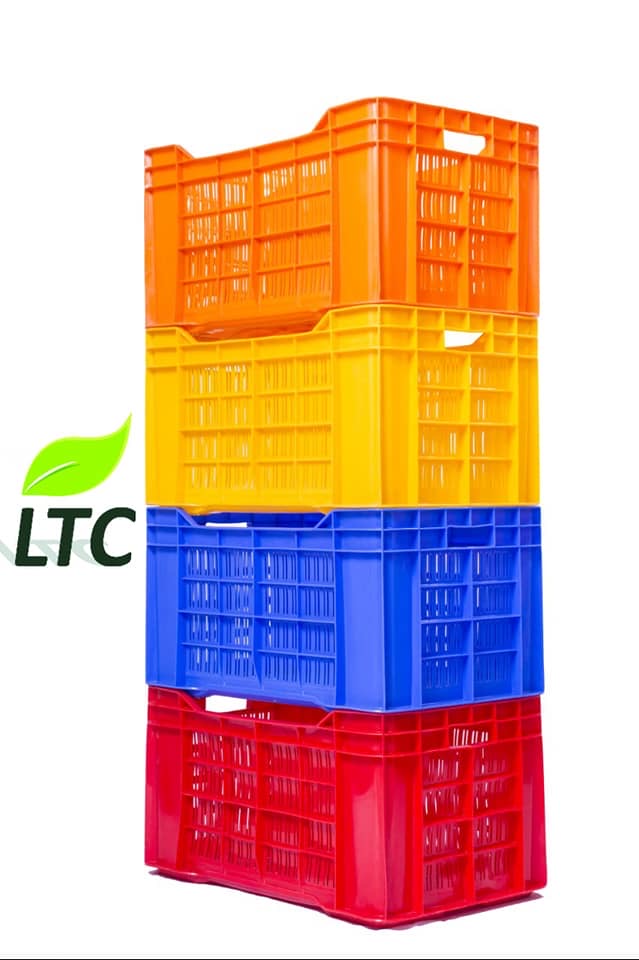 Plastic crates in use at a market