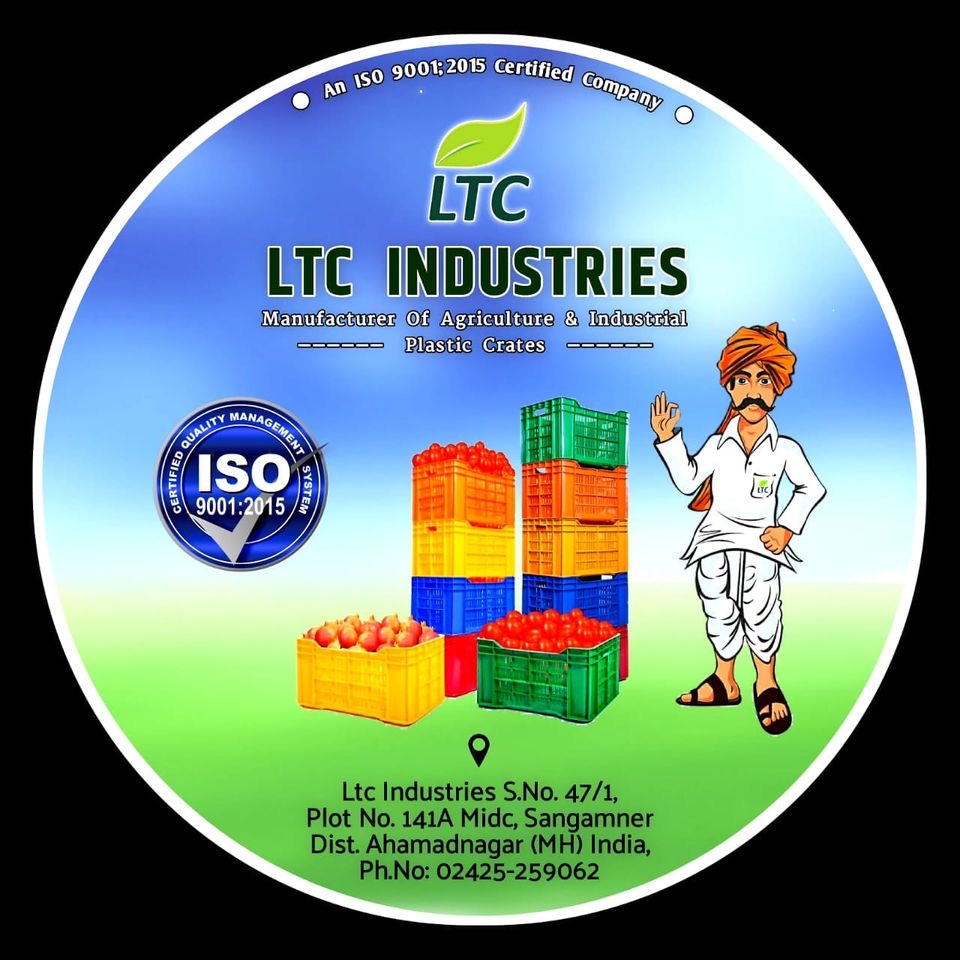 Stacked plastic crates manufactured by LTC Industries